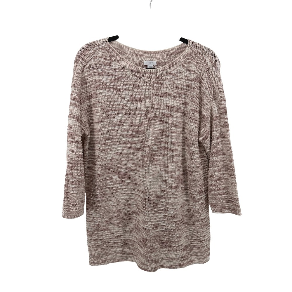Pure Jill Sweater Textured Marled Knit Small Pink Womens Cotton‎ Blend Pullover